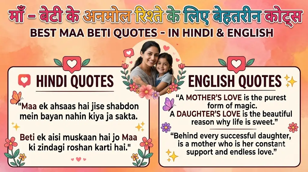 Best Maa Beti Quotes in Hindi & English