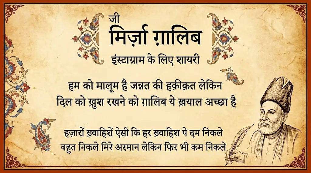Mirza Ghalib Shayari for Instagram 