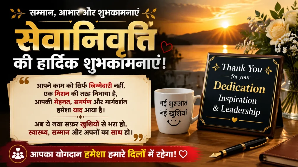 Retirement Shayari for Colleague in Hindi