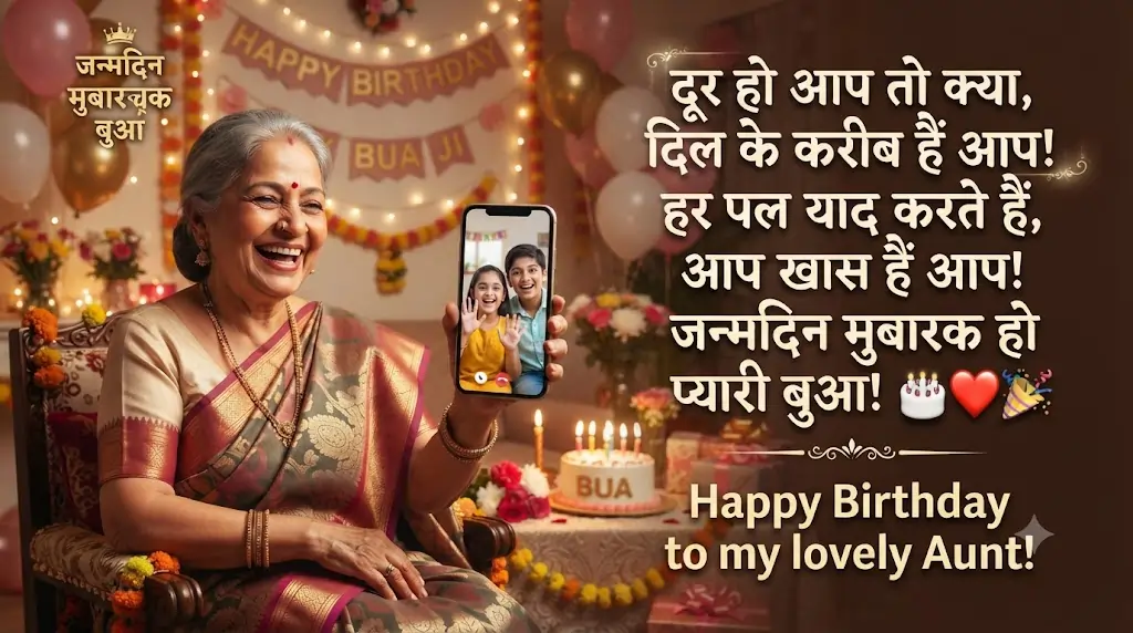 Birthday Shayari for an Aunt Living Far Away