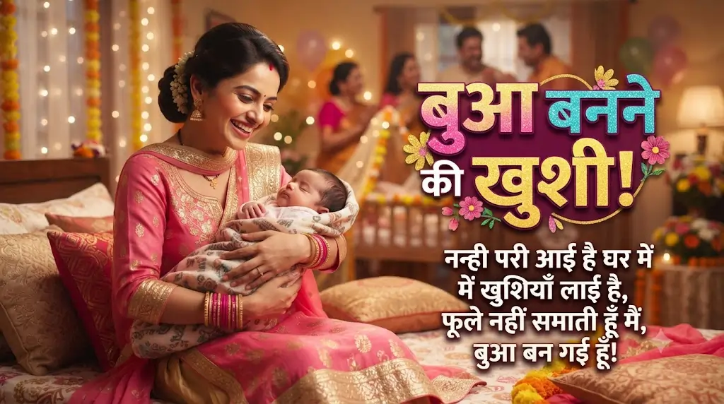 Shayari celebrating the joy of becoming a paternal aunt (Bua)