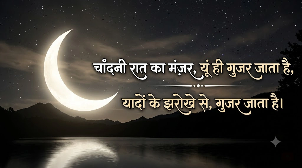 2 Line Raat Aur Chand Shayari in hindi