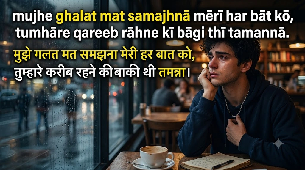 2 Line Shayari Mujhe Galat Mat Samajhna in hindi