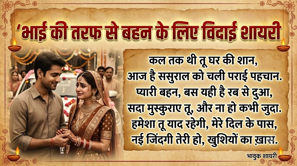 Bhai Ki Taraf Se Bahan Ke Liye Vidai Shayari in hindi