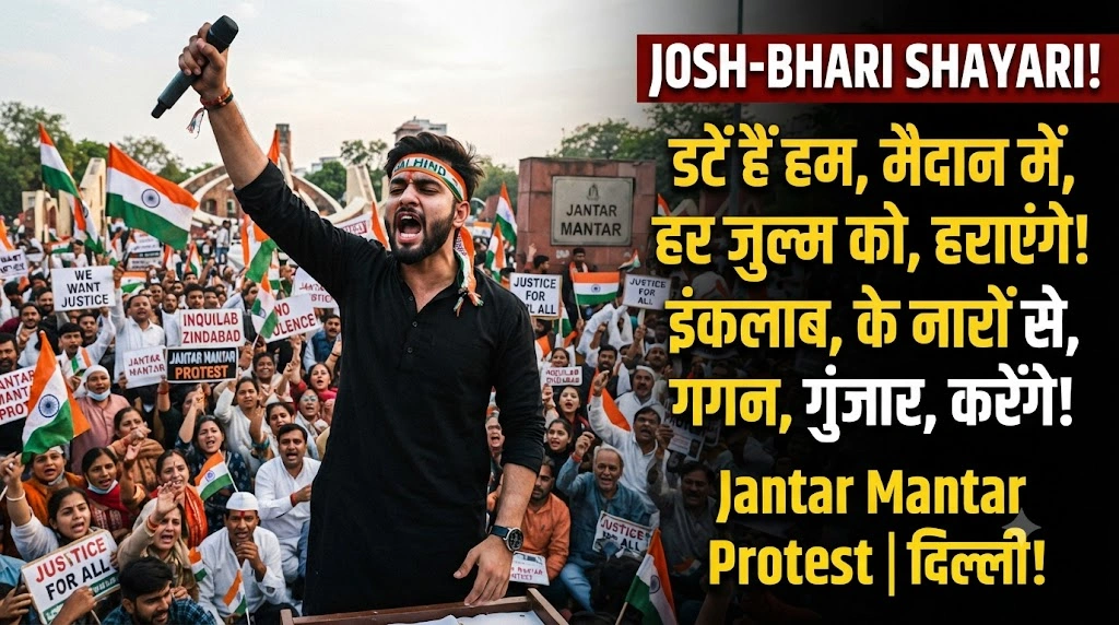 Jantar Mantar Protest Par Josh Bhari Shayari in hindi
