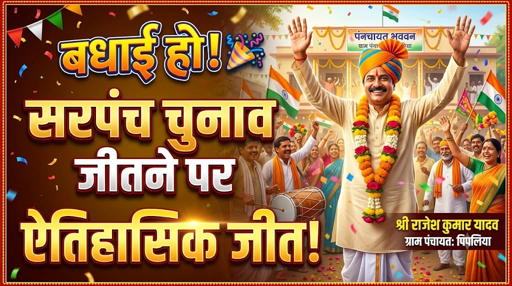 Congratulatory message on winning the Sarpanch election.