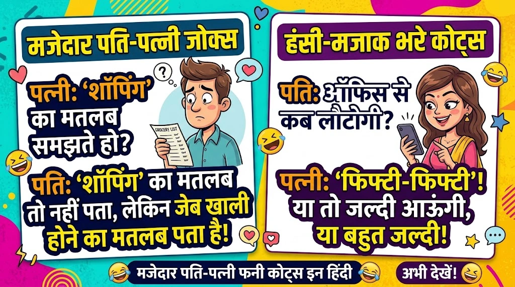 मजेदार पति पत्नी Funny Quotes in Hindi